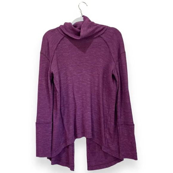 FREE PEOPLE Juicy Split Back Turtleneck Thermal Sweater Plum Medium Autumn Fall - Picture 2 of 8